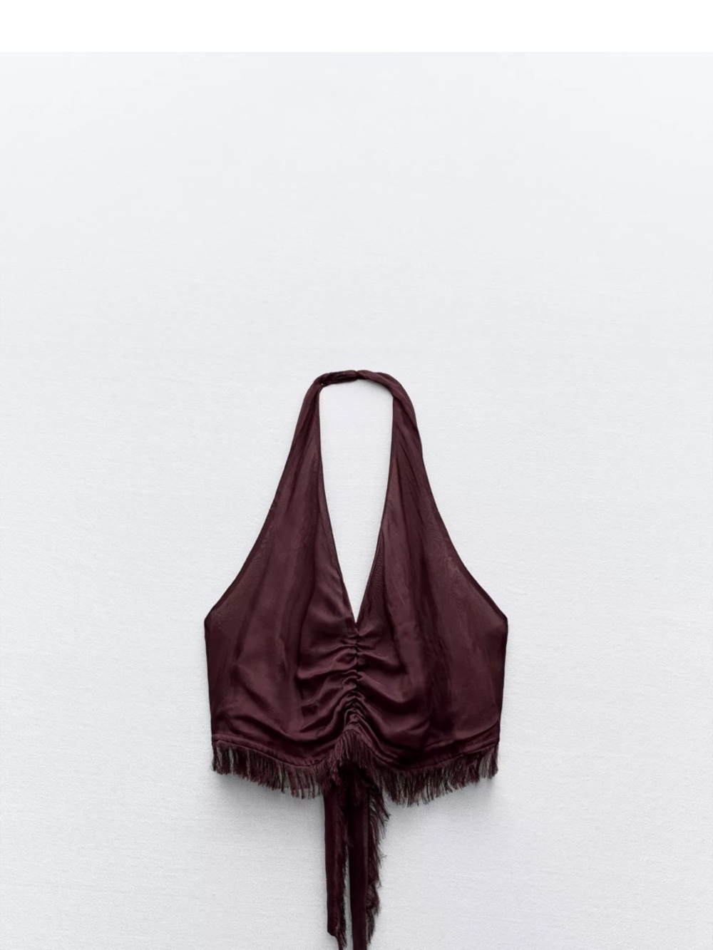 Zara Plum Halter Crop Top with Fringe